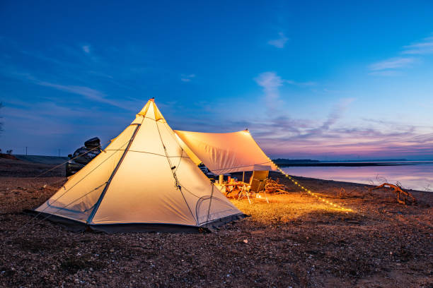 istock Tent and marquee for night camping on the beach 1916237258