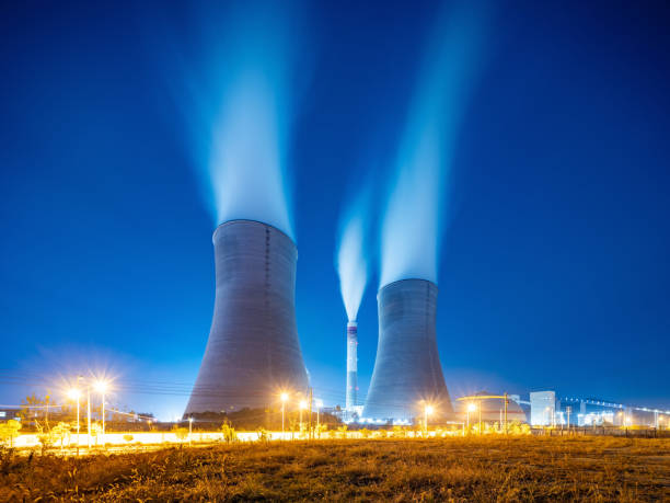 istock Night view of thermal power plant 1916281677