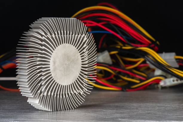 Aluminum heat sink with cables of computer power supply unit