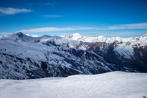 Ski slopes and mountains of Les Menuires in the french alps