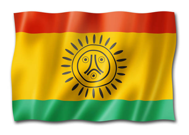 Taino people ethnic flag, South America. 3D illustration