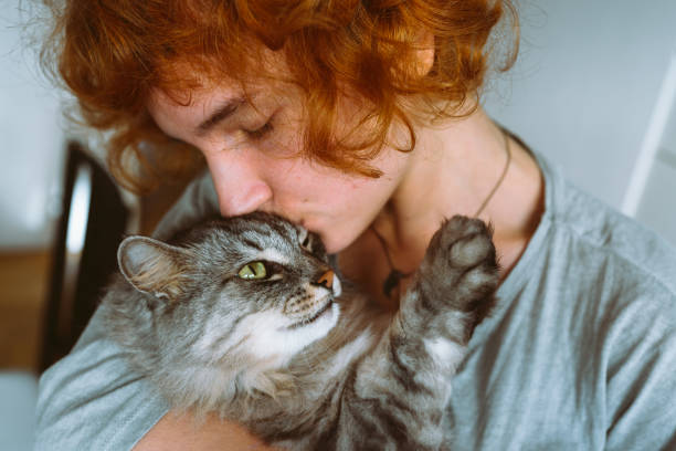 istock pet cat together mom owner 1916429361