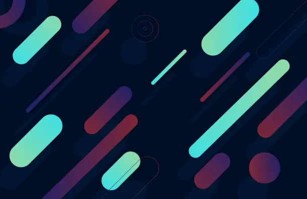 Vector illustration of Abstract multicolored round shape design on dark navy colour background