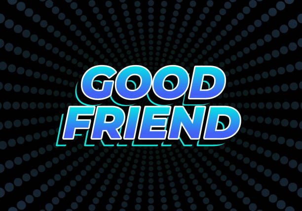 illustrations, cliparts, dessins animés et icônes de good friend. text effect in 3d look with gradient purple yellow color - backgrounds black black background gradient