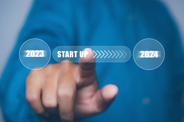 istock Businessman startup business in 2024. Beginning new business potential progress. 1916483442