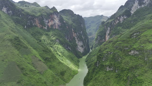 Nho Que River Gorge North Vietnam Aerial HDR Drone Video