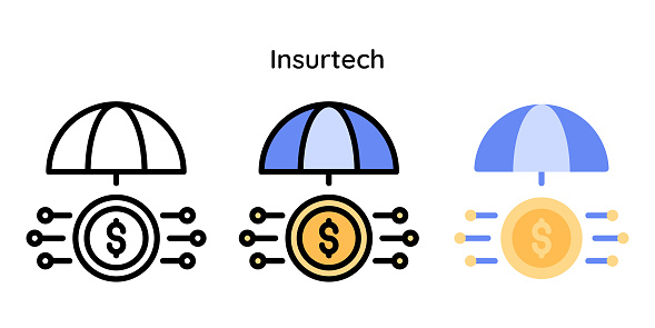 Insurtech, Insurance money guarantee, Digital Protection icon symbol vector