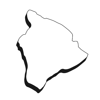 Map of Hawaii island isolated on a blank background with a black outline and shadow. Vector Illustration (EPS file, well layered and grouped). Easy to edit, manipulate, resize or colorize. Vector and Jpeg file of different sizes.
