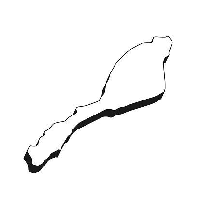 Jan Mayen Map With Black Outline And Shadow On White Background Stock ...