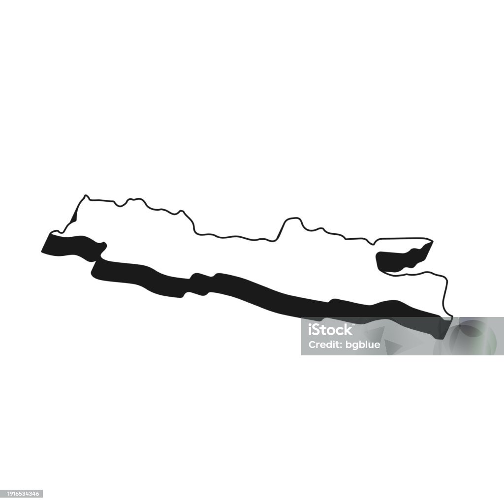 White Outline Java Java Map With Black Outline And Shadow On White Background Stock ...