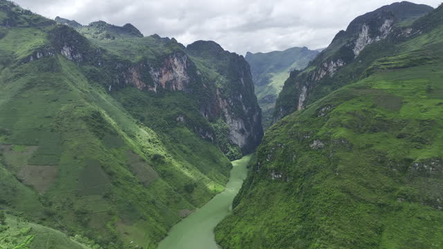Picturesque Gorge In Northern Vietnam - Aerial HDR Drone Video