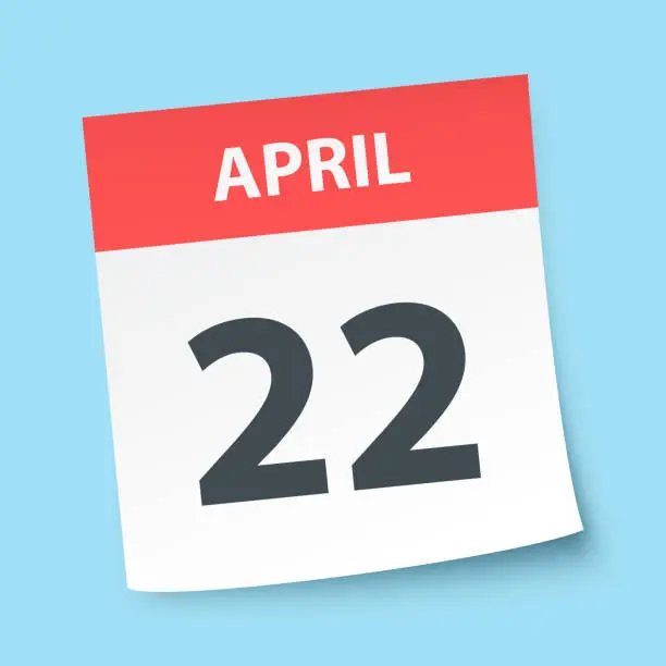 Vector illustration of April 22 - Daily Calendar on blue background