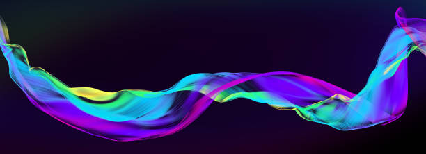 istock Fabric Flowing Cloth Wave, Waving Multicolor Silk Flying Textile, 3d render 1916562110