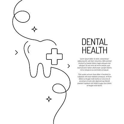 Continuous Line Drawing of Dental Health Icon. Hand Drawn Symbol Vector Illustration.