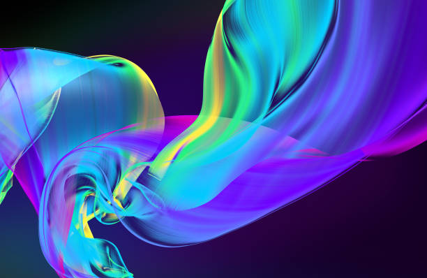 istock Art colorful wave curves, abstract flow background, 3d render 1916562641
