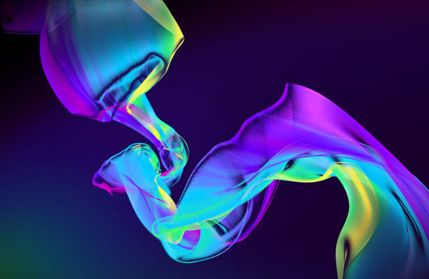 istock Art colorful wave curves, abstract flow background, 3d render 1916563207