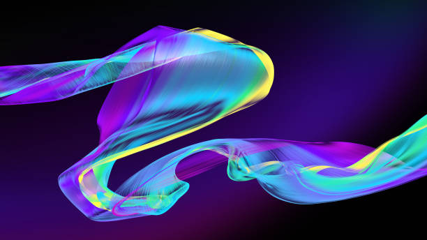 Fabric Flowing Cloth Wave, Waving Multicolor Silk Flying Textile, 3d render
