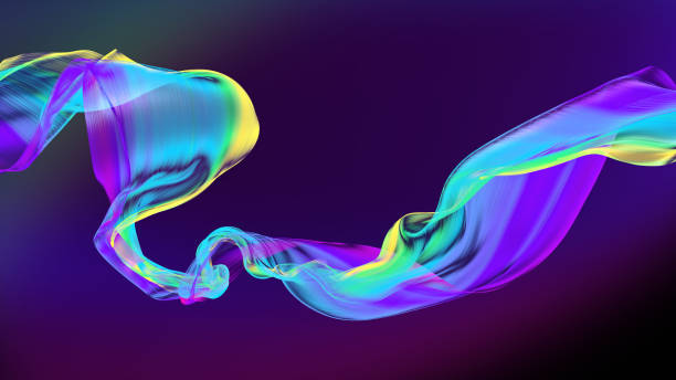 istock Fabric Flowing Cloth Wave, Waving Multicolor Silk Flying Textile, 3d render 1916563788