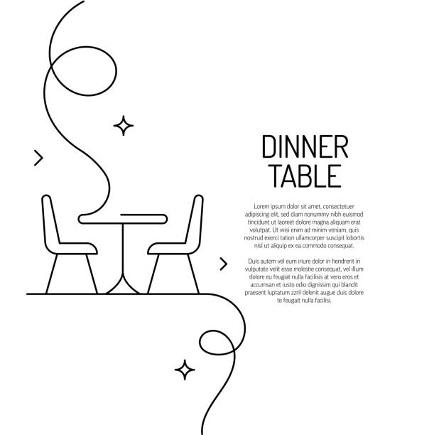 Continuous Line Drawing of Dinner Table Icon. Hand Drawn Symbol Vector Illustration. vector art illustration
