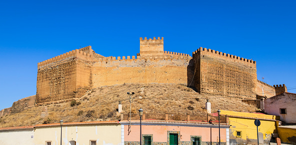 The Alcazaba of Guadix, a Moorish fortress that began to be built around the 10th century. It has been declared a National Historic Monument. (2 shots stitched)