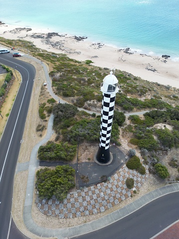 The stunning scenery of a lighthouse situated on the coast in Bunbury, Australia