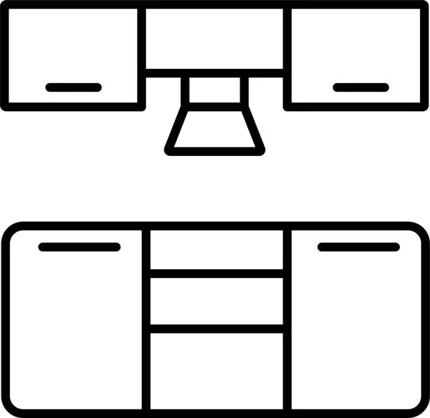 Vector illustration of Kitchen Outline vector illustration icon