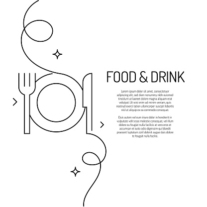 Continuous Line Drawing of Food and Drink Icon. Hand Drawn Symbol Vector Illustration.