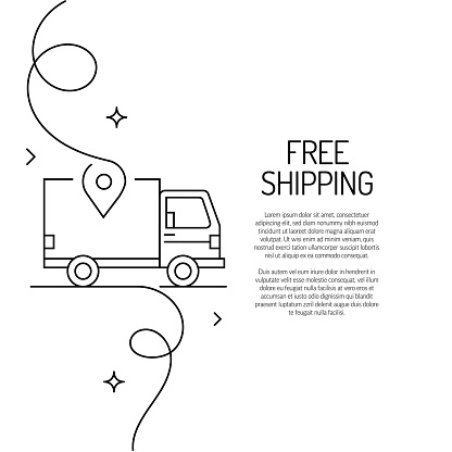 Continuous Line Drawing of Free Shipping Icon. Hand Drawn Symbol Vector Illustration.
