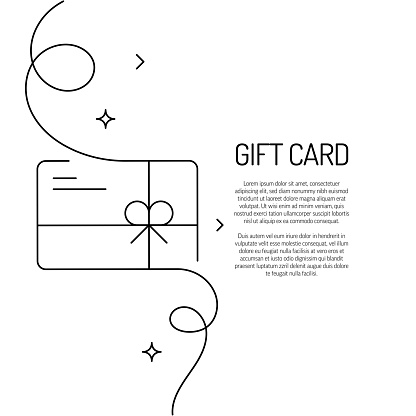Continuous Line Drawing of Gift Card Icon. Hand Drawn Symbol Vector Illustration.