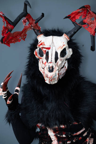 istock Female cosplayer dressed as a skeleton monster 1916591443