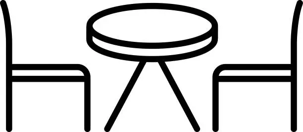 Vector illustration of Table and Chair Outline vector illustration icon