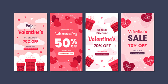 valentine's day sale social media template collection