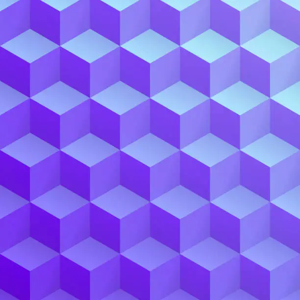 Vector illustration of Abstract geometric background with Blue cubes - Trendy 3D background