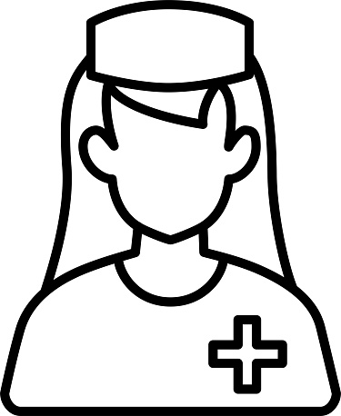 lady nurse Outline vector illustration icon