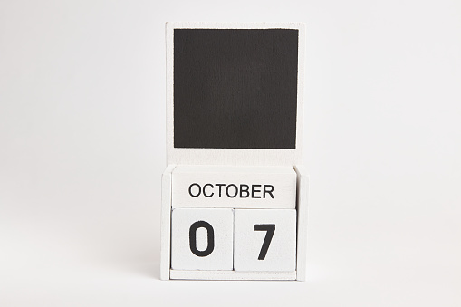 Calendar with date October 7 and place for designers. Illustration for an event of a certain date.