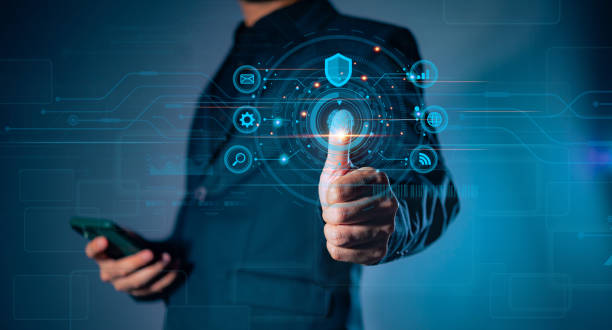 istock The finger scanning allows access to security and identification of big Data information and Cloud Computers, Security of future technology and Cybernetics on the Internet. 1916667779