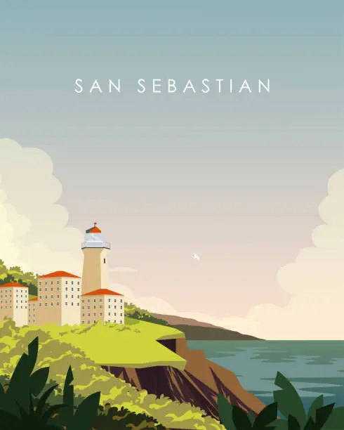 Vector illustration of San Sebastian travel poster