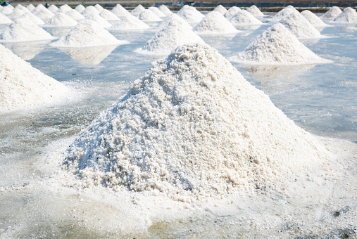 White salt mounds: The salt farm industry in Samut Sakhon, Thailand