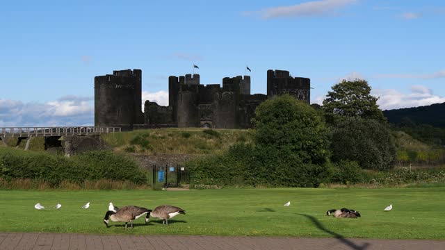 Caerphilly Castle, a medieval fortification, Wales, United Kingdom