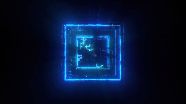 istock Powerful next gen CPU with glowing central core and data transfers. The future of quantum technology and AI processing. Futuristic central processing unit in world of technological progress and innovation. CGI 3D render 1916718813