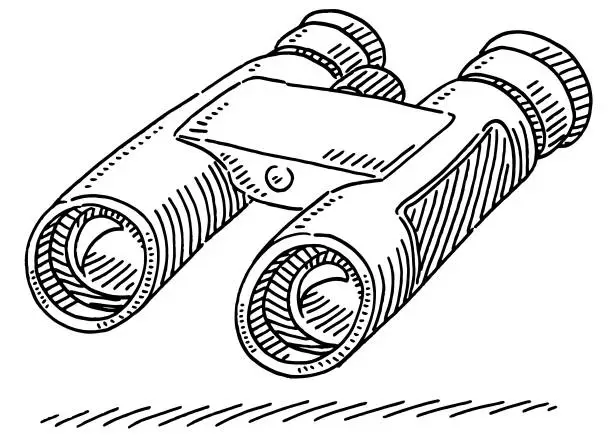 Vector illustration of Binoculars Optical Instrument Drawing