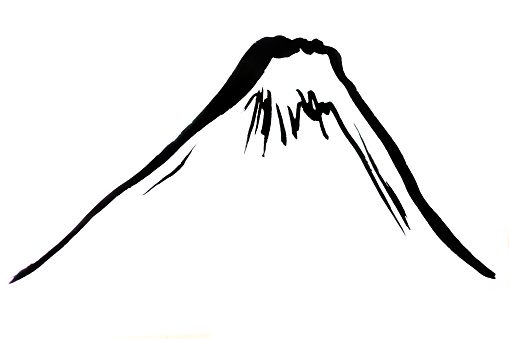 Mt. Fuji drawn in India ink.