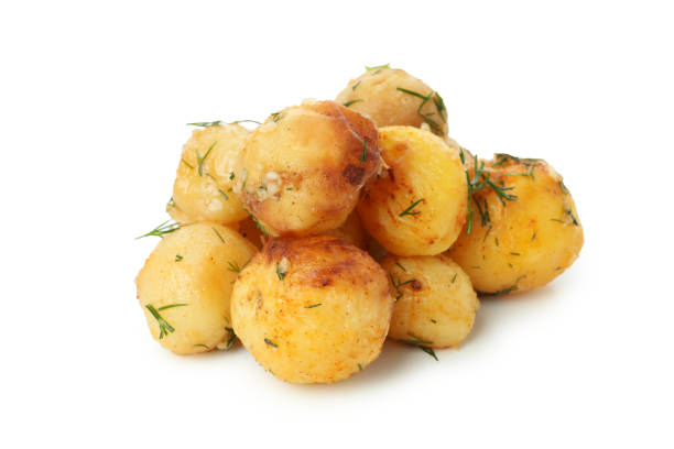 istock Tasty baked potato isolated on white background 1916826817