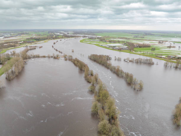 istock Vecht river high water level flooding at Zwolle drone view 1916830270