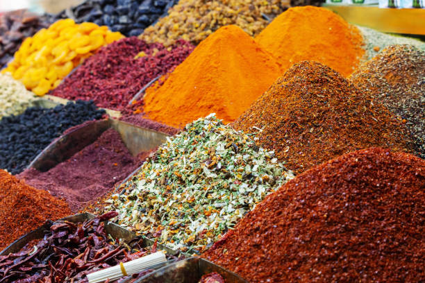istock Multicolor spices sold at Egypt Bazaar (Misir Carsisi) in Istanbul, Turkey (Turkiye). Selected focus, copy space, Spices Market with colourful mood. Colorful background 1916832452