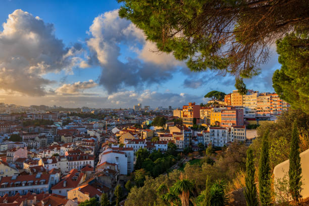 istock Sunset in Lisbon from Miradouro da Graca 1916845182
