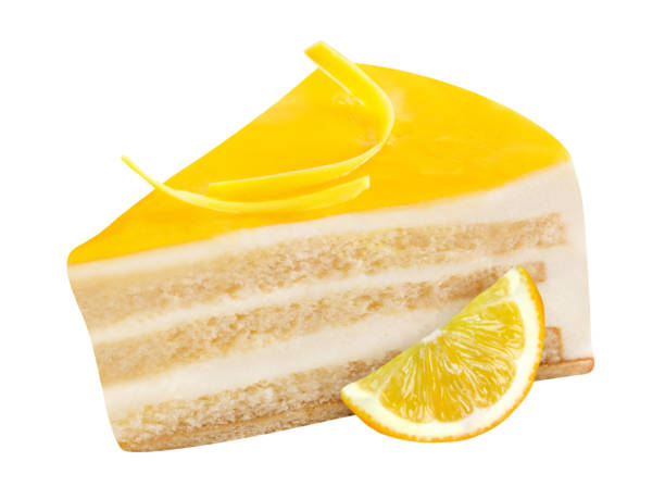 Cream Lemon Cake isolated on white  background