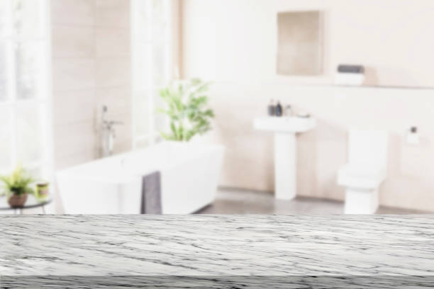istock Bathroom marble desk top shelf product presentation 3D template. 1916863492