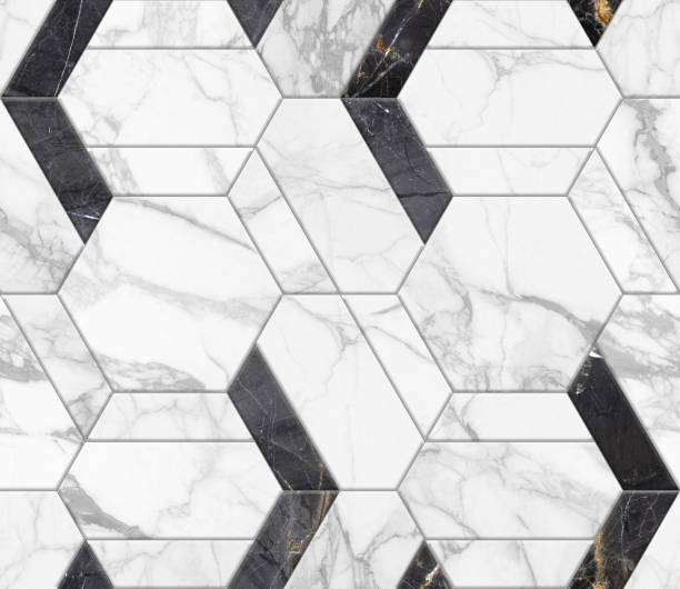 istock Geometric seamless decor made of wood, marble, concrete, cement and stone. 1916866607