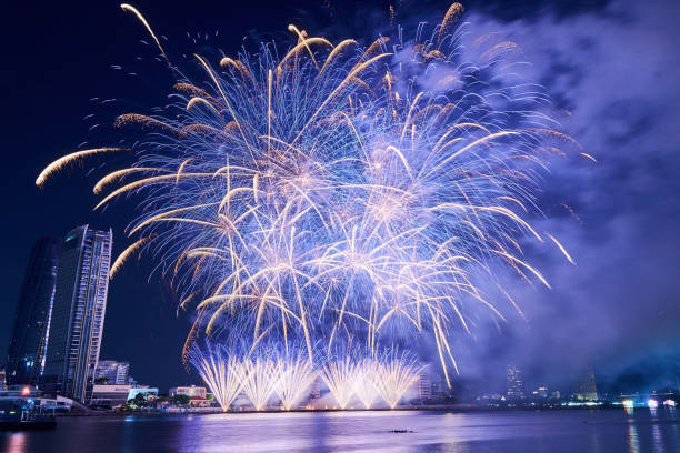 istock Fireworks on the river with reflection in Vietnam, DIFF, Da nang 1916880024